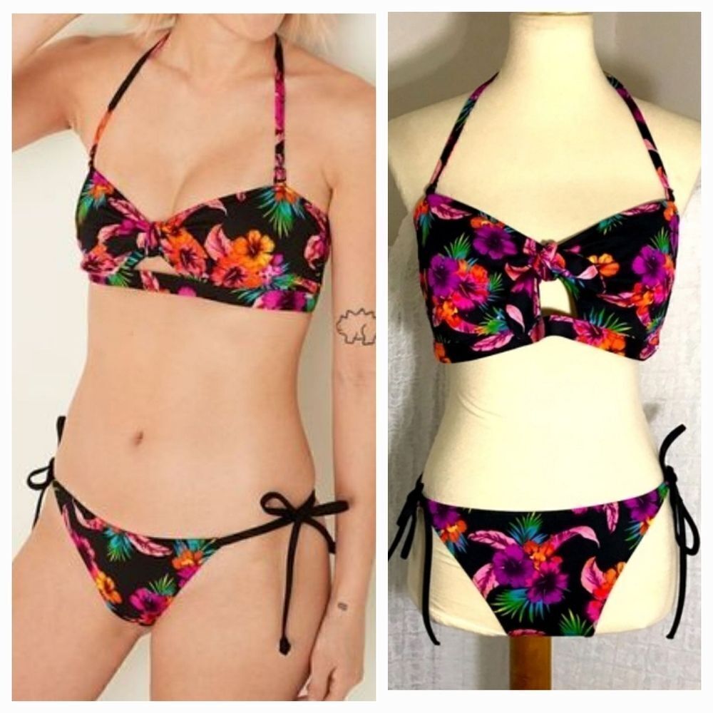 Pink Victoria's Secret Floral Bikini Size XL